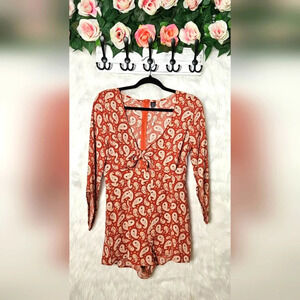 Shein Vintage 70's Style Cropped Tie-Front Romper